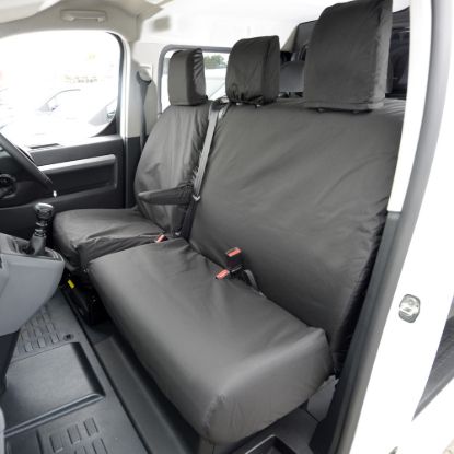 UK Custom Covers Citroen Dispatch Cotton-Backed Front Seat Covers (2016 Onwards) Black - Single/Double NO Pull Down Tray