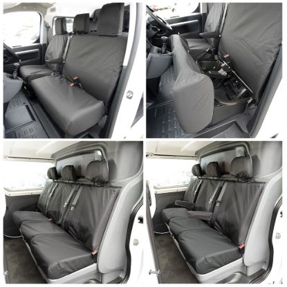 UK Custom Covers Citroen Dispatch Cotton-Backed Front & Rear Seat Covers (2016 Onwards) Black - Front Single/Double NO Pull Down Tray