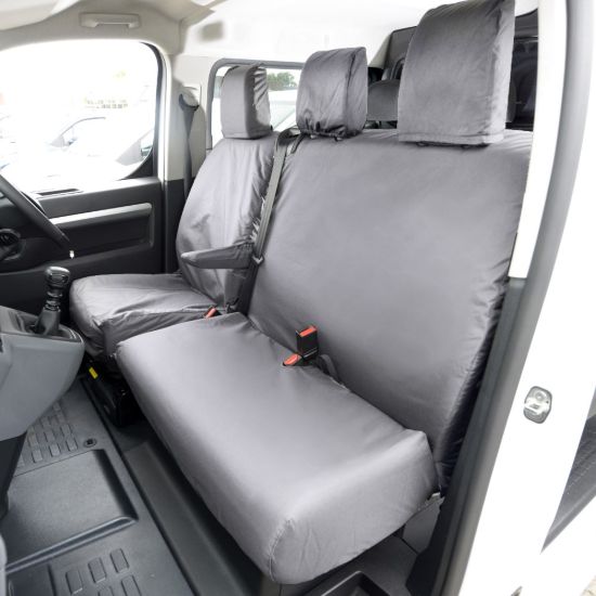 UK Custom Covers Citroen Dispatch Cotton-Backed Front Seat Covers (2016 Onwards) Grey - Single/Double NO Pull Down Tray