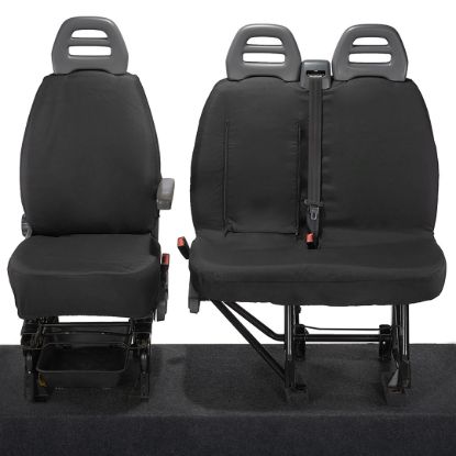 UK Custom Covers Citroen Relay Cotton-Backed Front Seat Covers (2006-2022) - With Pull Down Tray