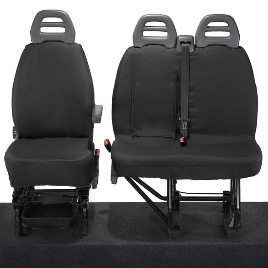UK Custom Covers Citroen Relay Cotton-Backed Front Seat Covers (2006-2022) - With Pull Down Tray
