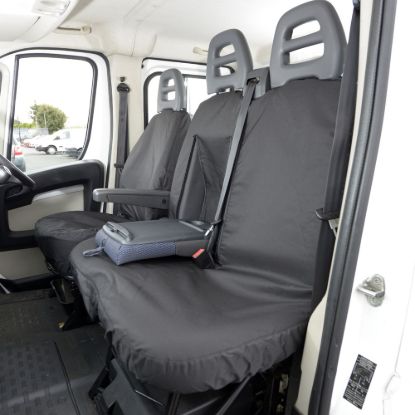 Picture of UK Custom Covers Citroen Relay Cotton-Backed Front & Rear Seat Covers (2006-2022) - With Front Pull Down Tray | SC380B-381B
