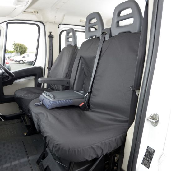 Picture of UK Custom Covers Citroen Relay Cotton-Backed Front & Rear Seat Covers (2006-2022) - With Front Pull Down Tray | SC380B-381B