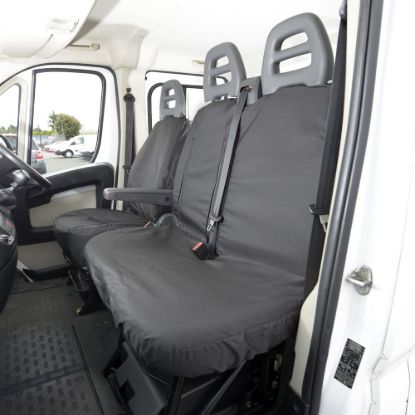 Picture of UK Custom Covers Citroen Relay Cotton-Backed Front & Rear Seat Covers (2006-2022) - With Front Pull Down Tray | SC380B-381B