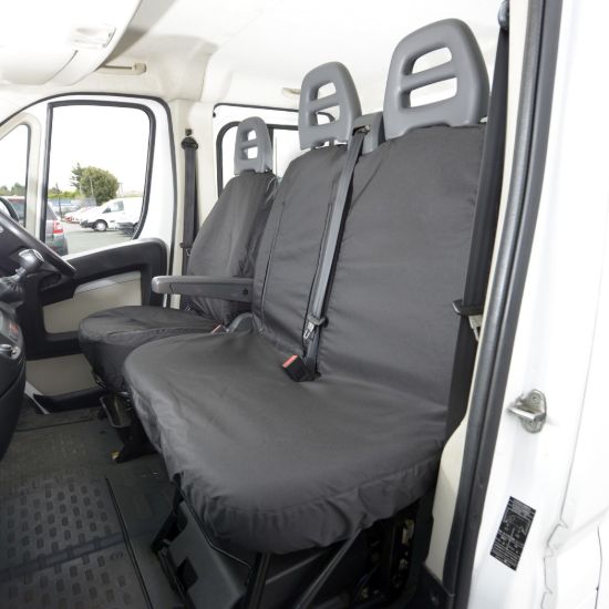 Picture of UK Custom Covers Citroen Relay Cotton-Backed Front & Rear Seat Covers (2006-2022) - With Front Pull Down Tray | SC380B-381B