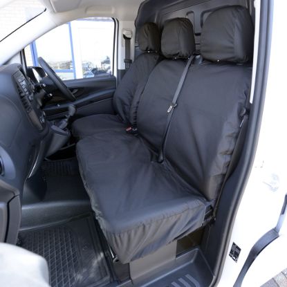 UK Custom Covers Mercedes Vito Front Seat Covers Cotton-Backed PU (2014 Onwards) - No Split Passenger Base