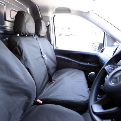 Picture of UK Custom Covers Mercedes Vito Front Seat Covers Cotton-Backed PU (2014 Onwards) - No Split Passenger Base | SC382B