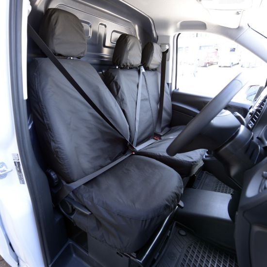 Picture of UK Custom Covers Mercedes Vito Front Seat Covers Cotton-Backed PU (2014 Onwards) - No Split Passenger Base | SC382B
