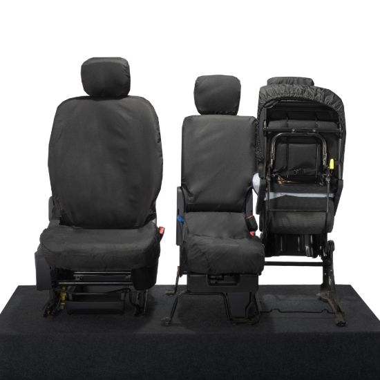 Picture of UK Custom Covers Toyota Proace City Verso Front Seat Covers Cotton-Backed PU (2018 Onwards) - Black | SC403B