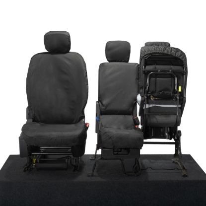 Picture of UK Custom Covers Vauxhall Combo Front Seat Covers Cotton-Backed PU - 3 Seats Black | SC403B