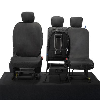 Picture of UK Custom Covers Vauxhall Combo Front Seat Covers Cotton-Backed PU - 3 Seats Black | SC403B