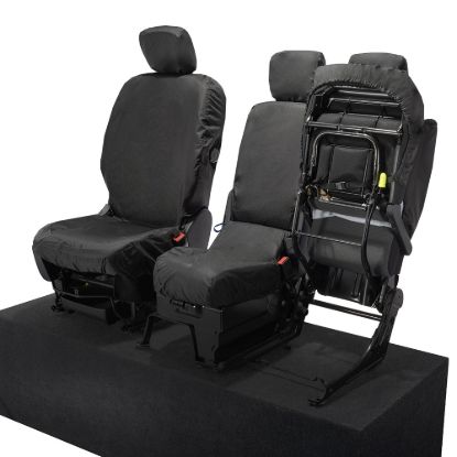 Picture of UK Custom Covers Vauxhall Combo Front Seat Covers Cotton-Backed PU - 3 Seats Black | SC403B
