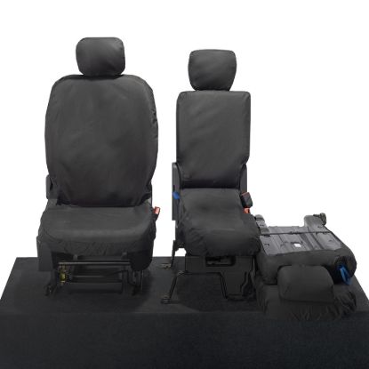 Picture of UK Custom Covers Vauxhall Combo Front Seat Covers Cotton-Backed PU - 3 Seats Black | SC403B