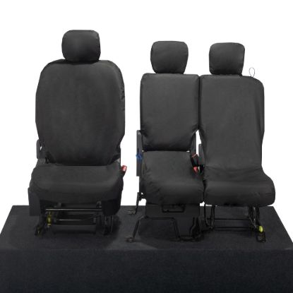 UK Custom Covers Vauxhall Combo E Front Seat Covers Cotton-Backed PU (2019 Onwards) - 3 Seats Black