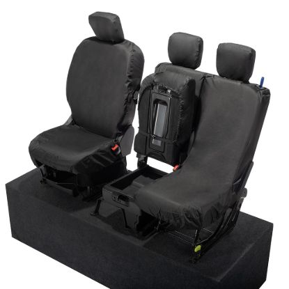 Picture of UK Custom Covers Vauxhall Combo E Front Seat Covers Cotton-Backed PU (2019 Onwards) - 3 Seats Black | SC403B