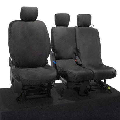 Picture of UK Custom Covers Vauxhall Combo E Front Seat Covers Cotton-Backed PU (2019 Onwards) - 3 Seats Black | SC403B
