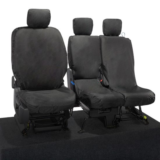 Picture of UK Custom Covers Citroen Berlingo Cotton-Backed Front Seat Covers (2018 Onwards) Black - 3 Seats | SC403B