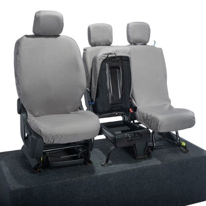 Picture of UK Custom Covers Vauxhall Combo Front Seat Covers Cotton-Backed PU - 3 Seats Grey | SC403G