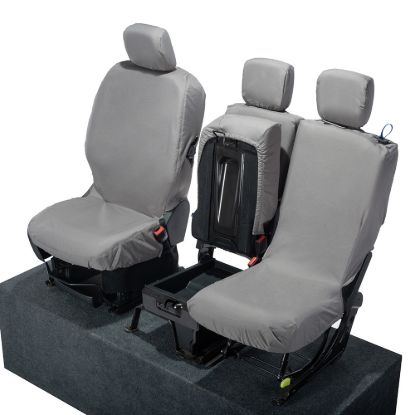 Picture of UK Custom Covers Vauxhall Combo Front Seat Covers Cotton-Backed PU - 3 Seats Grey | SC403G