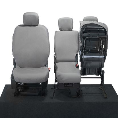 Picture of UK Custom Covers Vauxhall Combo Front Seat Covers Cotton-Backed PU - 3 Seats Grey | SC403G