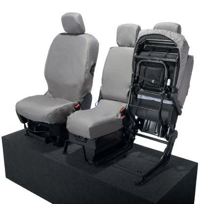 Picture of UK Custom Covers Vauxhall Combo Front Seat Covers Cotton-Backed PU - 3 Seats Grey | SC403G