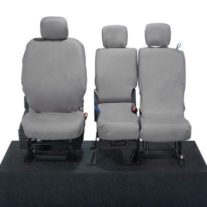 UK Custom Covers Vauxhall Combo E Front Seat Covers Cotton-Backed PU (2019 Onwards) - 3 Seats Grey