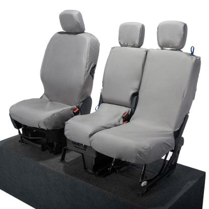 Picture of UK Custom Covers Vauxhall Combo E Front Seat Covers Cotton-Backed PU (2019 Onwards) - 3 Seats Grey | SC403G