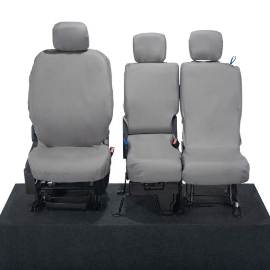 UK Custom Covers Citroen Berlingo Cotton-Backed Front Seat Covers (2018 Onwards) Grey - 3 Seats