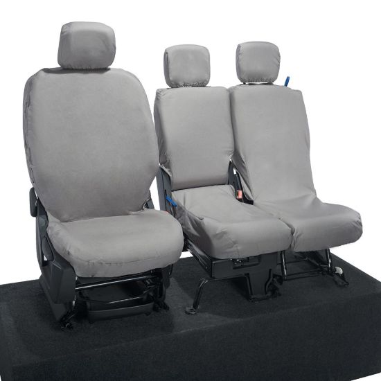 Picture of UK Custom Covers Citroen Berlingo Cotton-Backed Front Seat Covers (2018 Onwards) Grey - 3 Seats | SC403G
