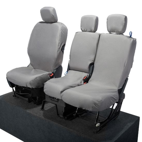 Picture of UK Custom Covers Citroen Berlingo Cotton-Backed Front Seat Covers (2018 Onwards) Grey - 3 Seats | SC403G