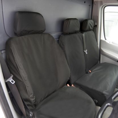 UK Custom Covers Mercedes Sprinter Front Seat Covers Cotton-Backed PU (2018 Onwards) - Black