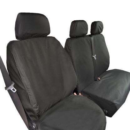 Picture of UK Custom Covers Mercedes Sprinter Front & Rear Seat Covers Cotton-Backed PU (2018 Onwards) - Black | SC415B-416B