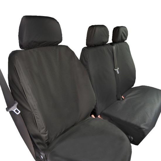 Picture of UK Custom Covers Mercedes Sprinter Front & Rear Seat Covers Cotton-Backed PU (2018 Onwards) - Black | SC415B-416B