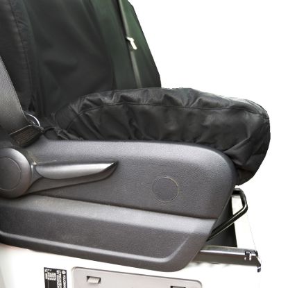 Picture of UK Custom Covers Mercedes Sprinter Front & Rear Seat Covers Cotton-Backed PU (2018 Onwards) - Black | SC415B-416B