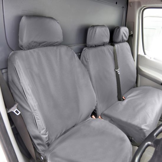 Picture of UK Custom Covers Mercedes Sprinter Front Seat Covers Cotton-Backed PU (2018 Onwards) - Grey | SC415G
