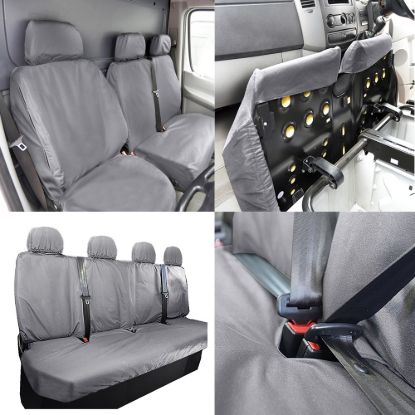 UK Custom Covers Mercedes Sprinter Front & Rear Seat Covers Cotton-Backed PU (2018 Onwards) - Grey