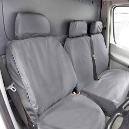 Picture of UK Custom Covers Mercedes Sprinter Front & Rear Seat Covers Cotton-Backed PU (2018 Onwards) - Grey | SC415G-416G