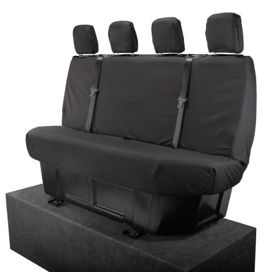 Picture of UK Custom Covers Mercedes Sprinter Rear Seat Covers Cotton-Backed PU (2018 Onwards) - Black | SC416B