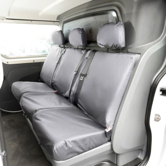 Picture of UK Custom Covers Vauxhall Vivaro Seat Covers Cotton-Backed PU (2019 Onwards) - Rear - Grey | SC422G
