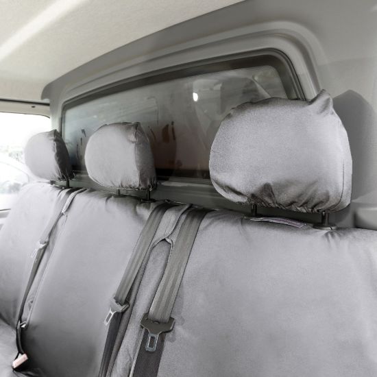 Picture of UK Custom Covers Vauxhall Vivaro Seat Covers Cotton-Backed PU (2019 Onwards) - Rear - Grey | SC422G