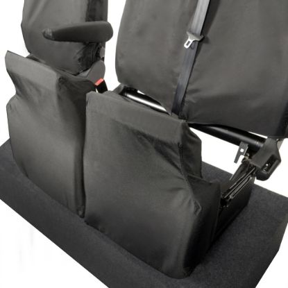 Picture of UK Custom Covers Ford Transit Custom Seat Covers Cotton-Backed PU (2013-2023) - Front (single/Double NO pull Down Tray / Black | SC436B