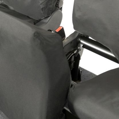 Picture of UK Custom Covers Ford Transit Custom Seat Covers Cotton-Backed PU (2013-2023) - Front (single/Double NO pull Down Tray / Black | SC436B