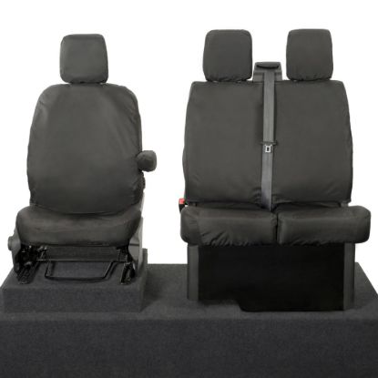 UK Custom Covers Maxus eDeliver 9 Front Seat Covers Cotton-Backed (2020 Onwards) Black - Single/Double NO Pull Down Tray