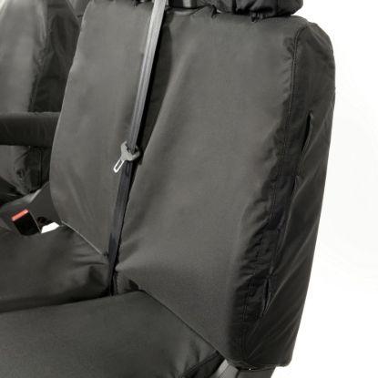 Picture of UK Custom Covers Maxus eDeliver 9 Front Seat Covers Cotton-Backed (2020 Onwards) Black - Single/Double NO Pull Down Tray | SC436B