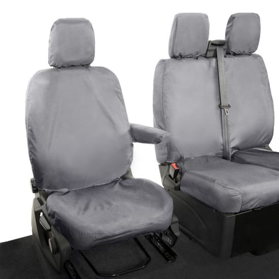 Picture of UK Custom Covers Maxus eDeliver 9 Front Seat Covers Cotton-Backed (2020 Onwards) Grey - Single/Double NO Pull Down Tray | SC436G