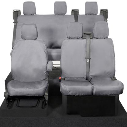UK Custom Covers Ford Transit Custom Seat Covers Cotton-Backed PU (2013-2023) - Front & Rear (6 Seat With Front No Down Tray) - Grey