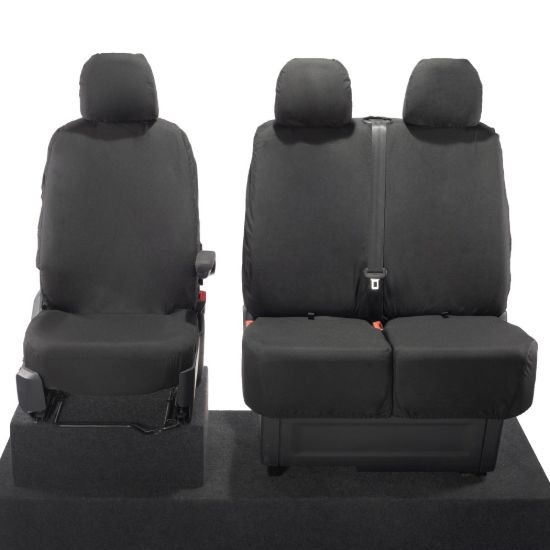 UK Custom Covers VW Crafter Cotton-Backed Front Seat Covers (2017 Onwards) - No Folding Middle Seat