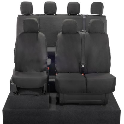 UK Custom Covers VW Crafter Cotton-Backed Front & Rear Seat Covers (2017 Onwards) - No Front Folding Middle Seat