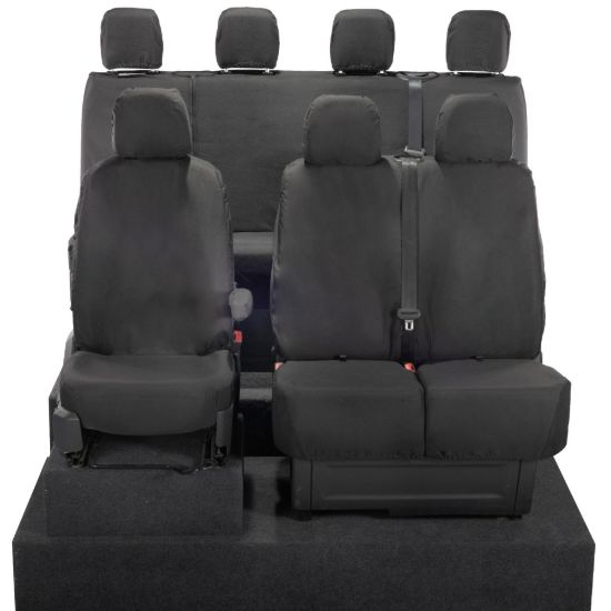 UK Custom Covers VW Crafter Cotton-Backed Front & Rear Seat Covers (2017 Onwards) - No Front Folding Middle Seat