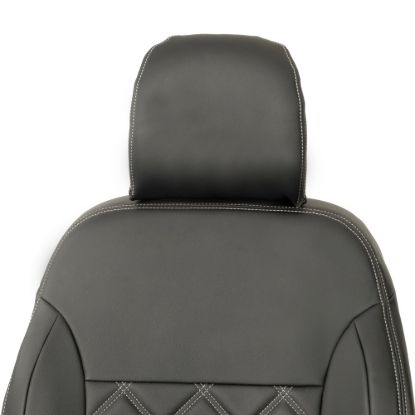 Picture of UK Custom Covers Vauxhall Vivaro Seat Covers Leatherette (2014-2019) Front Single/Double Split Passenger Base WITH Folding Middle Seat - Double Diamond Bentley Stitch | SC639B